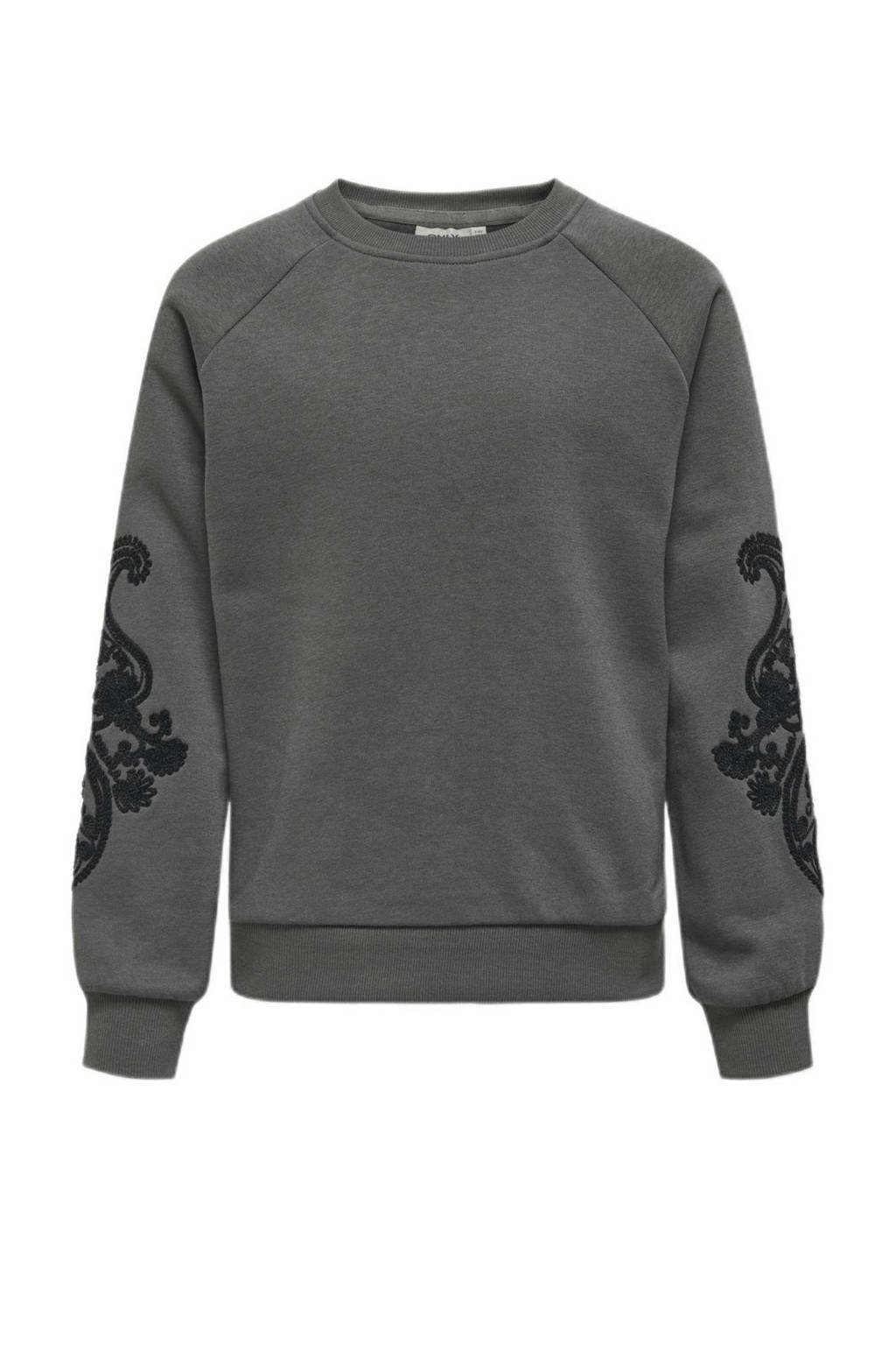 ONLY gebloemde sweater KOGEASTON LIFE donkergrijs