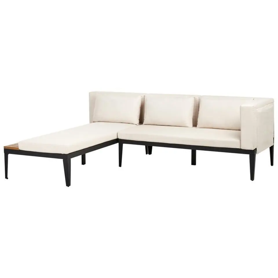 BRACCIANO - Loungeset 4-zits met ottomaan - Lichtbeige - Acaciahout