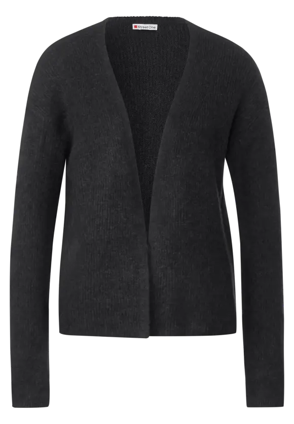 Offene Melange Strickjacke - anthracite melange