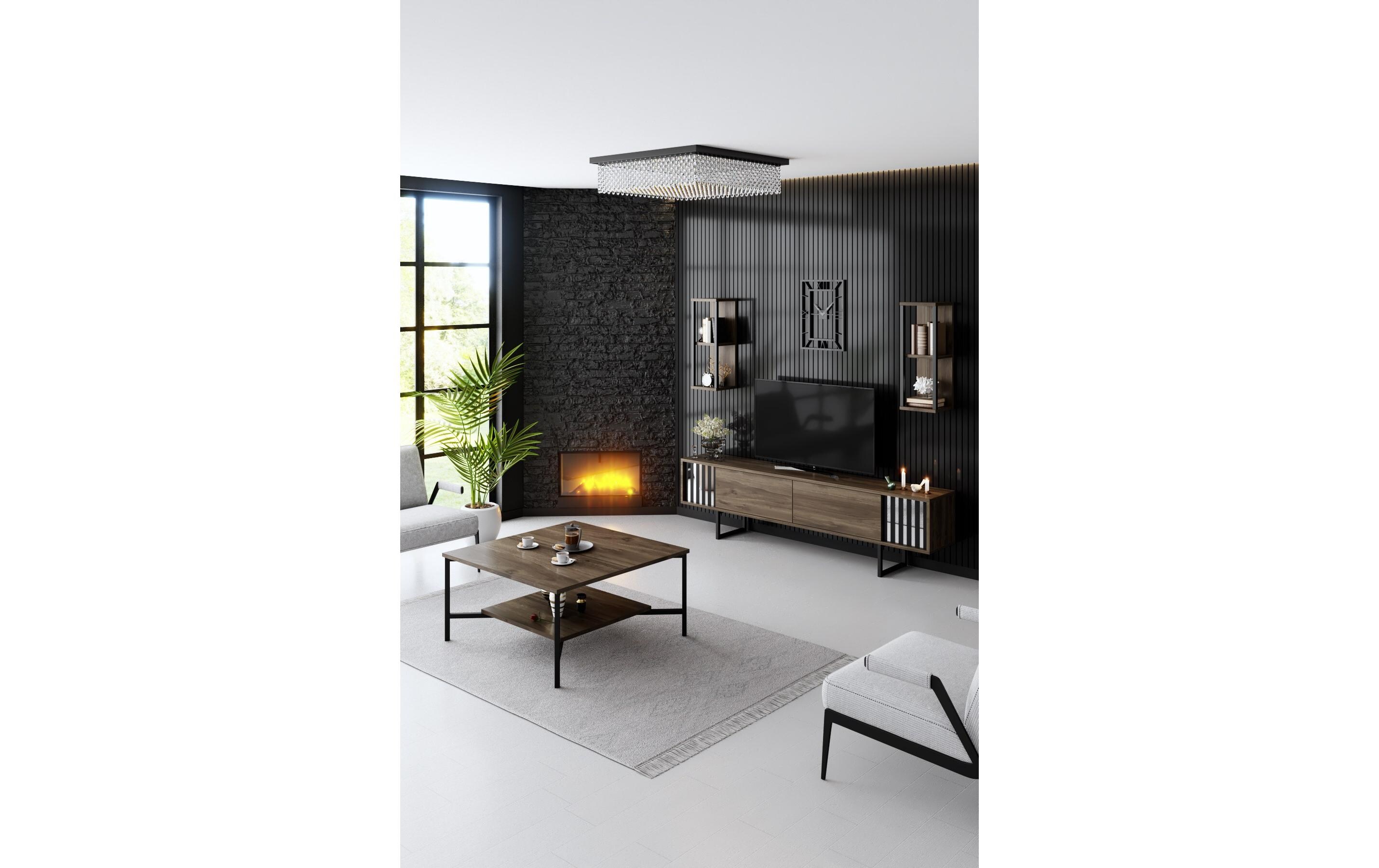 Couchtisch Black Line 80 x 80 x 40 cm, Braun<br>Beistelltisch