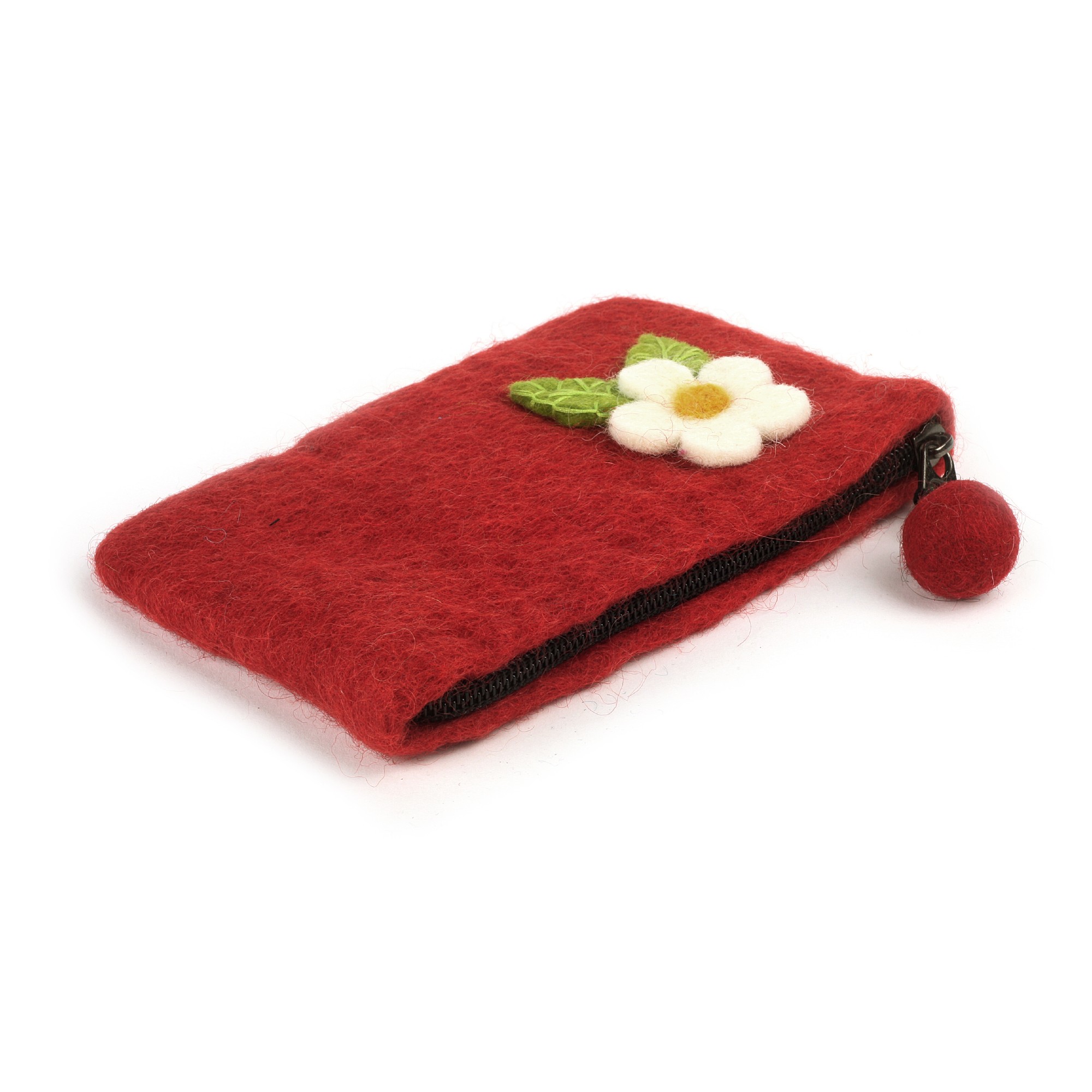 Filz-Etui 'Blümchen' mit Zipper, rot, weiß, B 16 cm, H 10 cm günstig bestellen