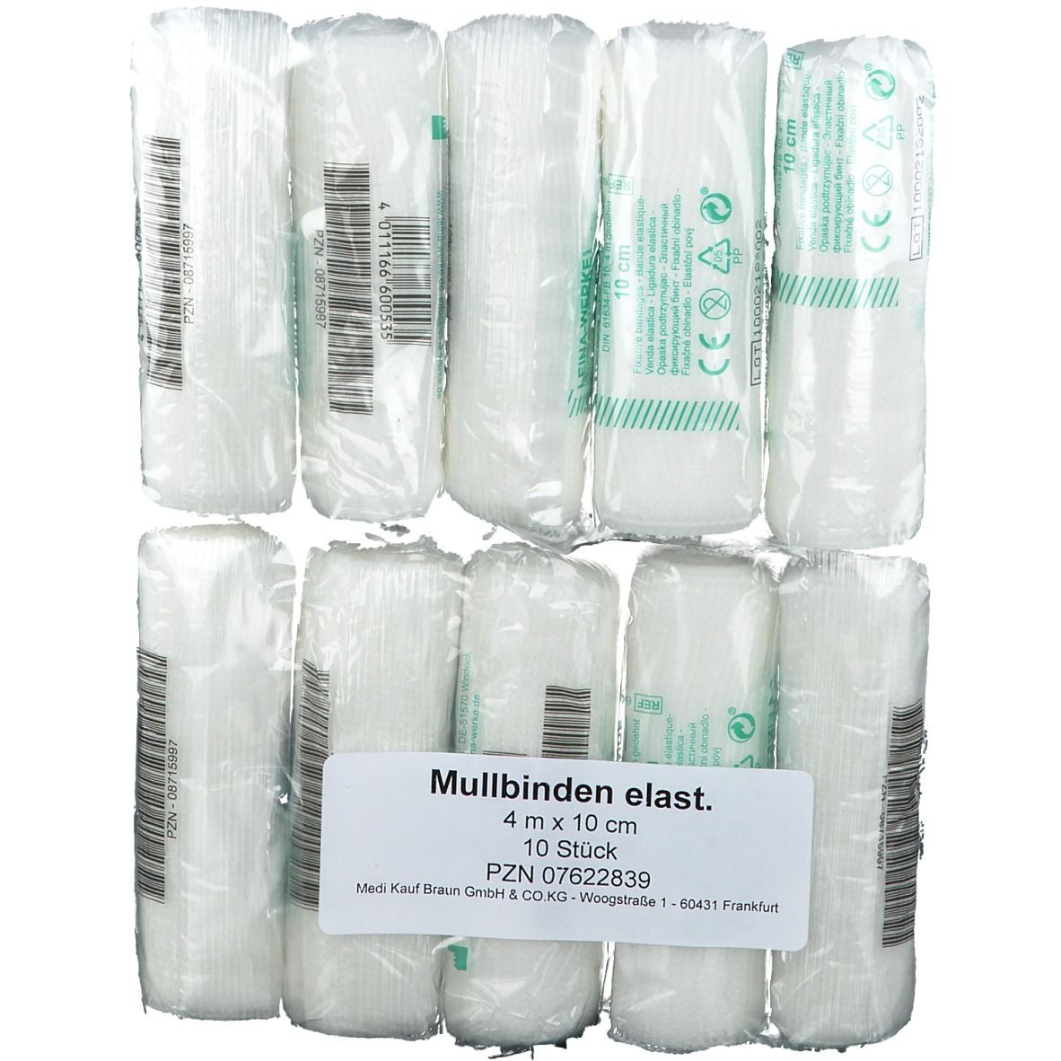 MULLBINDEN 10 cm x 4 m elastisch