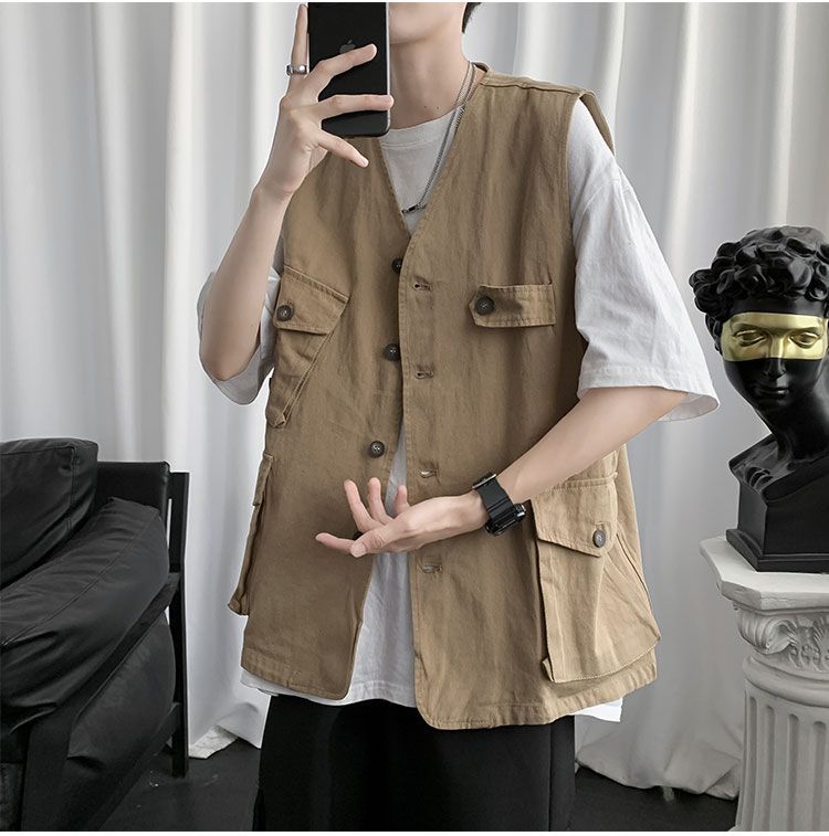 Whyessa - Oversized vest met knoopdetail