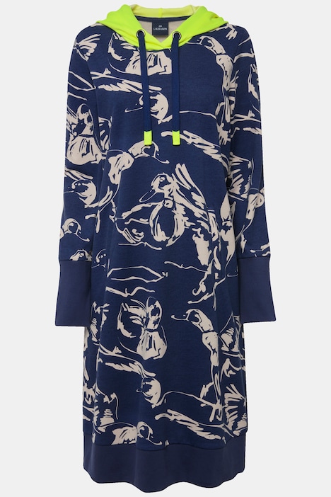 Sweatkleid, allover Print, Langarm