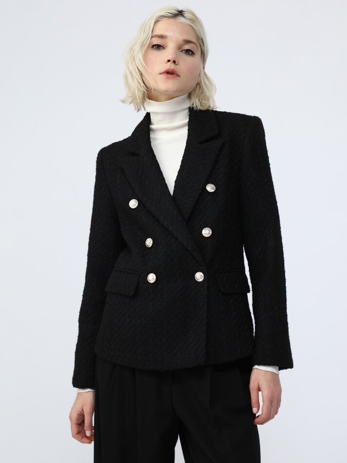 Blazer de abotoamento duplo - Preto