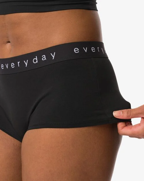 boxer femme taille haute en coton noir