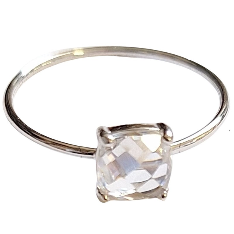 Bague alliance femme taille 56 avec cz carré cristal en argent