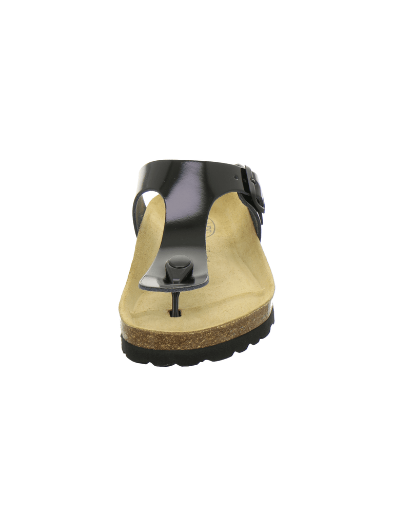 Zehensteg Sandalen Damen schwarz Lackleder