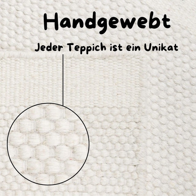 GOODproduct Wollteppich »Woolscape 1« rund 10 mm Höhe Wendeteppich, handgewebte Qualität, Uni, reine Wolle, Wohnzimmer