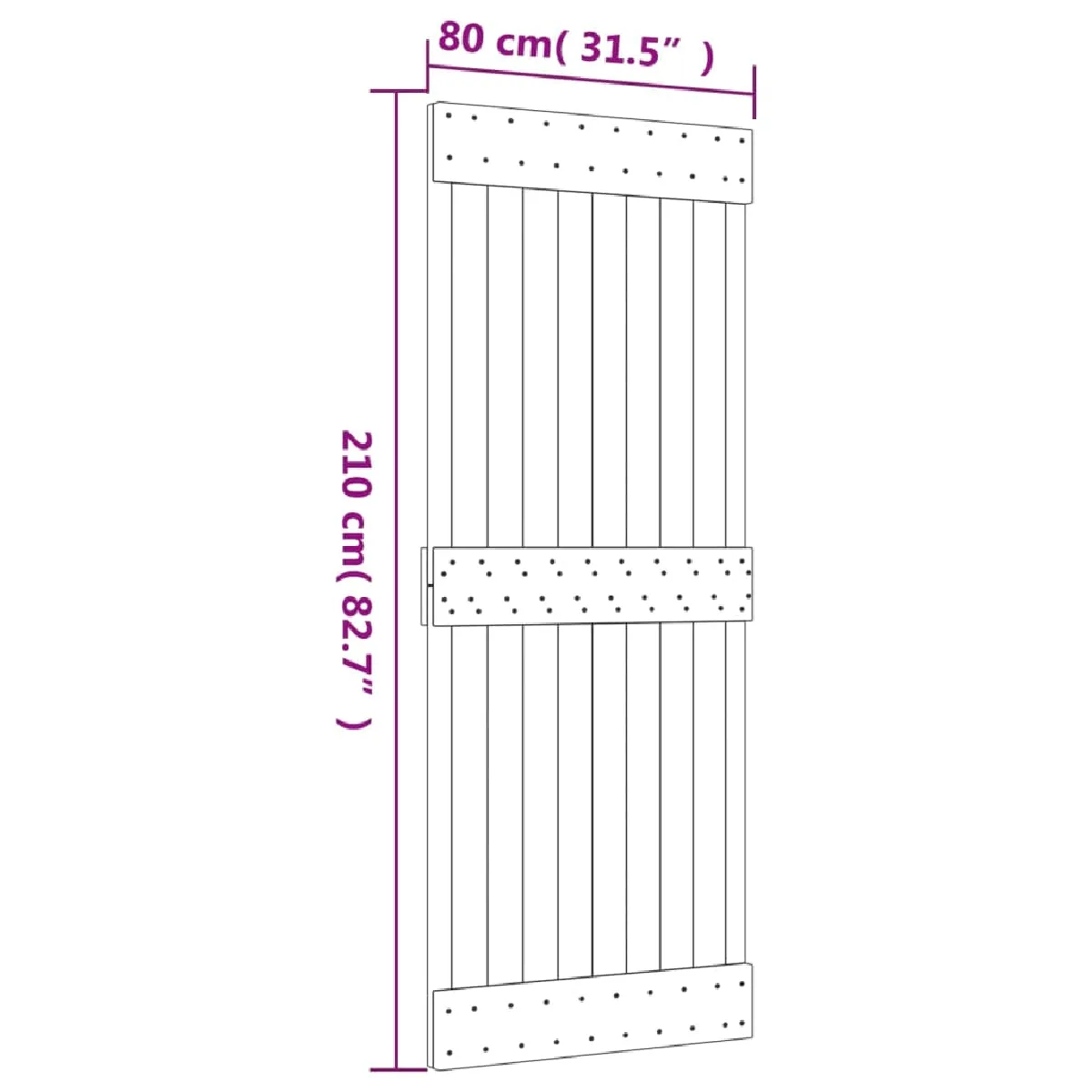 vidaXL Porte coulissante et kit de quincaillerie - 80x210 cm - Pin massif