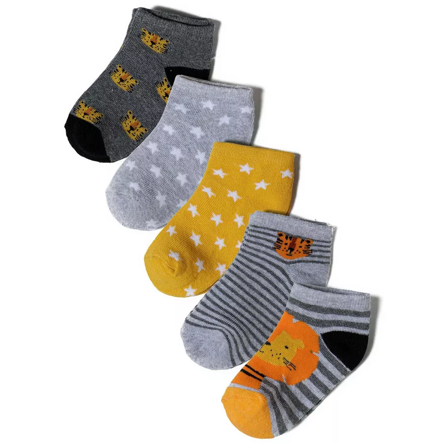 MINOTI 5er-Pack Socken GrauGelbWeiß