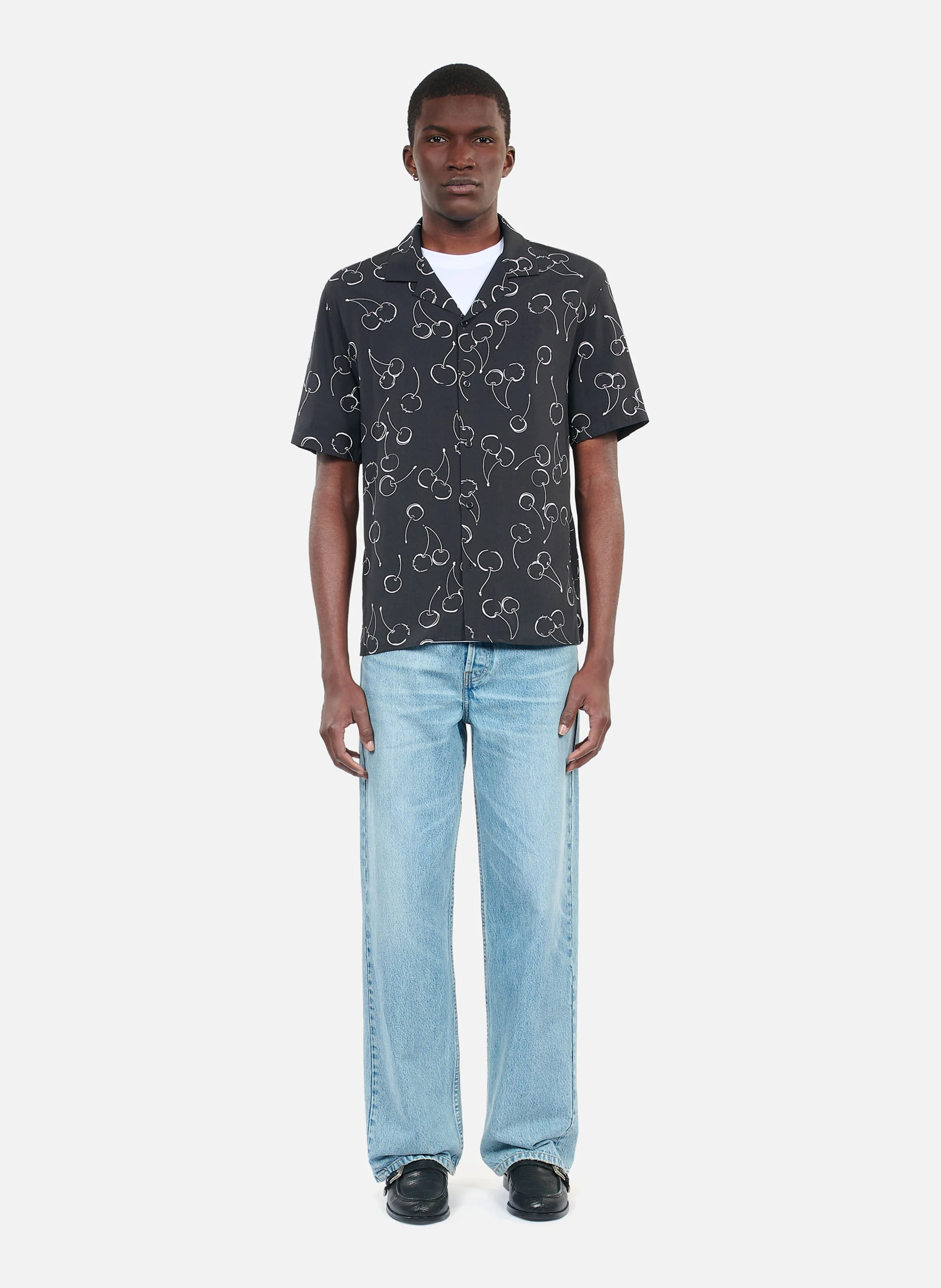 Chemise imprimée manches courtes | Noir