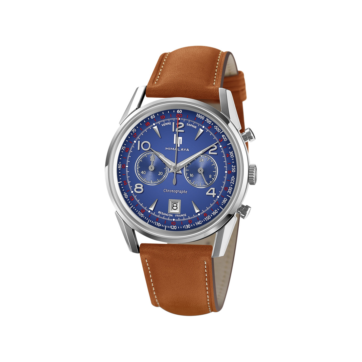 Montre Lip homme chronographe acier cuir marron