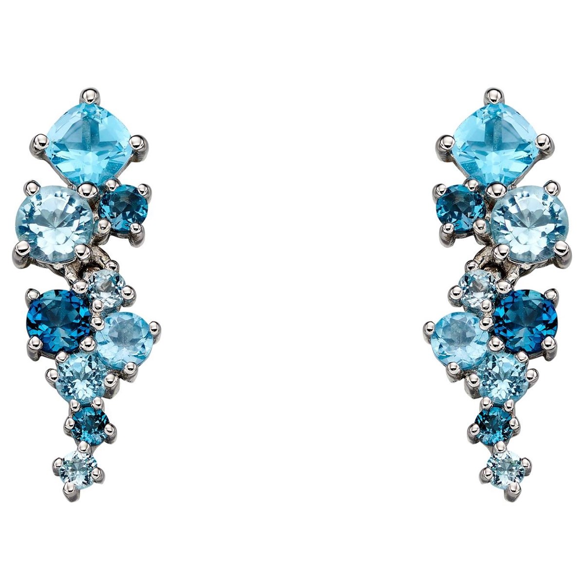 Boucle d'oreille topaze bleue en or blanc 375/1000