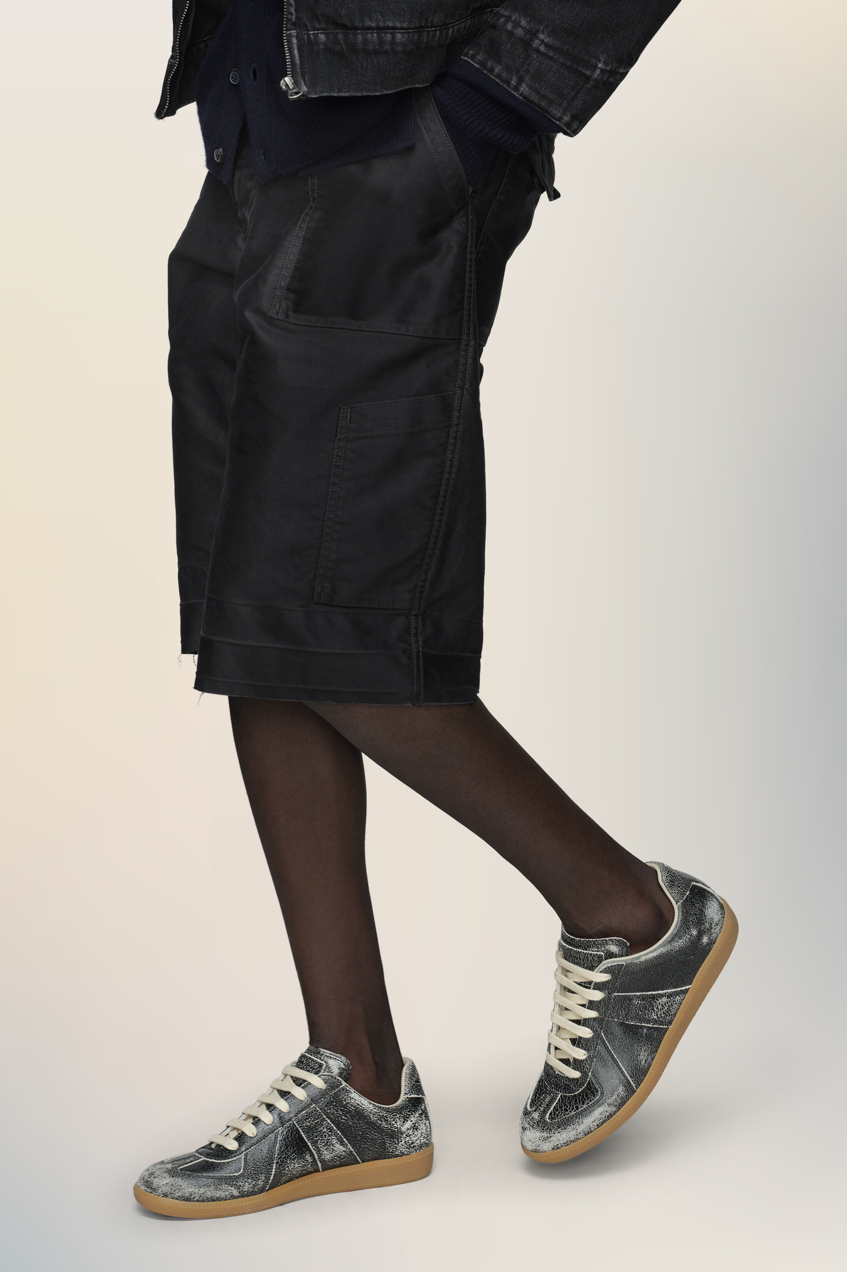 Sneakers Replica noires en cuir craquelé pour femme