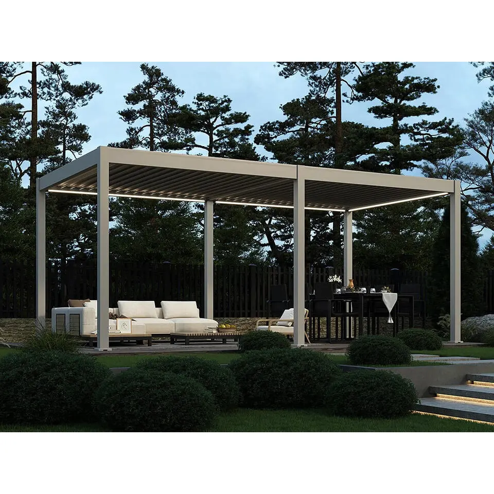 Orion Deluxe overkapping elektrisch met LED 300 x 600 cm grijs