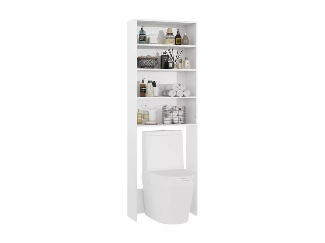 Meuble pour machine à laver blanc brillant 64x24x190 cm