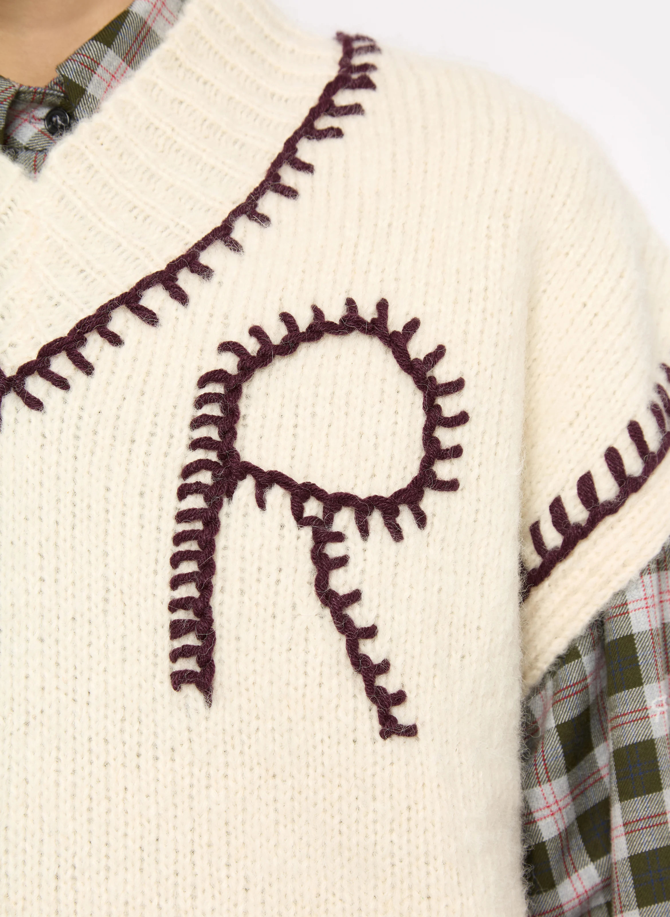 SANTIAGO - Pull ample sans manches en laine et coton | Beige