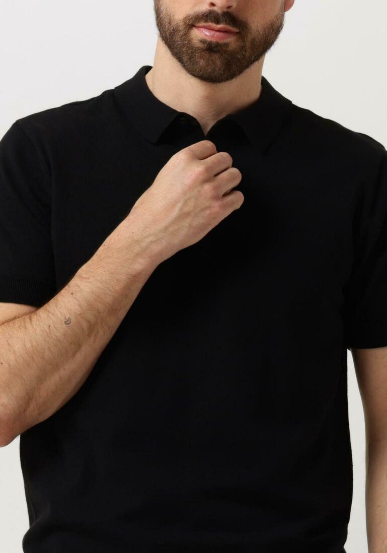 PURE PATH zwarte pure path polo knit polo with chestprint