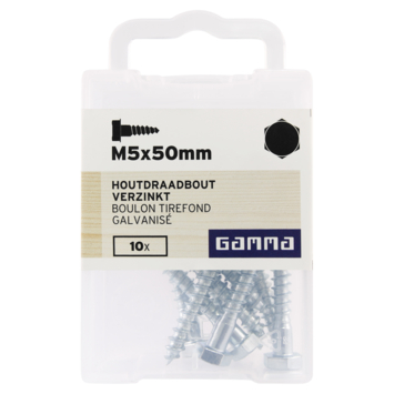 GAMMA houtdraadbout M5 x 50 mm verzinkt 10 stuks
