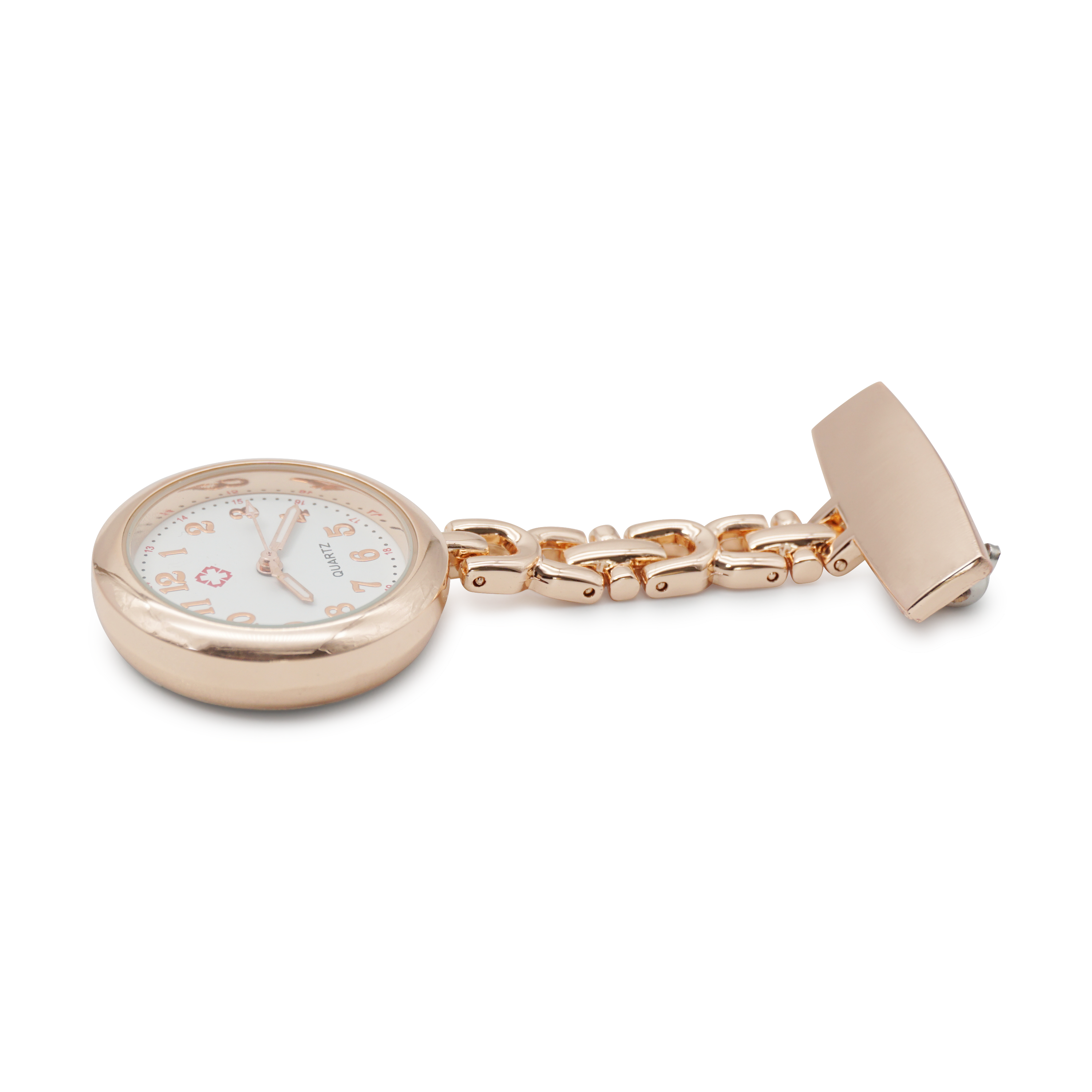 Analoge Quartz Krankenschwester Uhr Ansteckuhr mit Sicherheitsnadel - Roségold