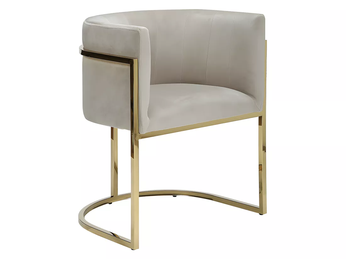 Lot de 2 chaises avec accoudoirs - Velours et acier inoxydable - Beige et doré - PERIA de Pascal MORABITO