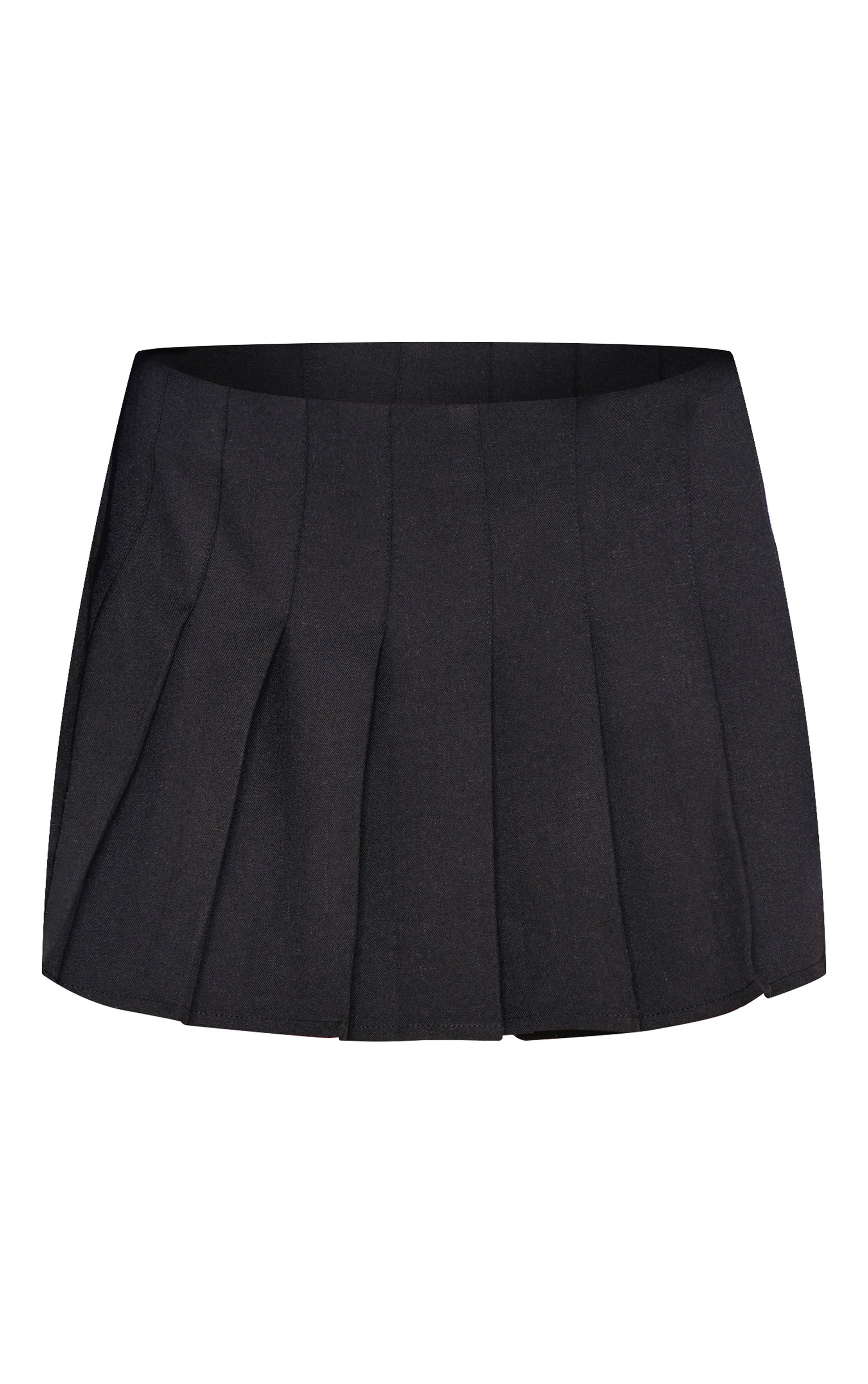 Noir Jupe-short Mini Plissée Ajustée