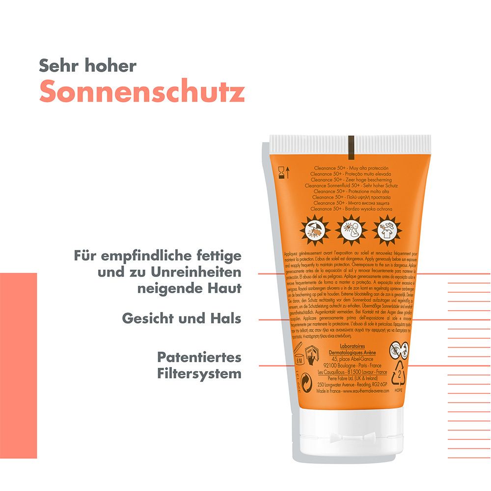 Avène Cleanance Sonnenfluid LSF 50+ - für fettige unreine Haut