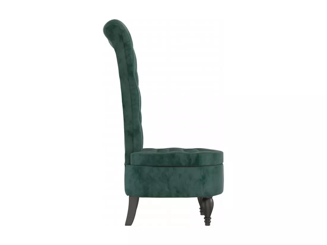 Chaise à dossier haut vert foncé velours conception de bouton