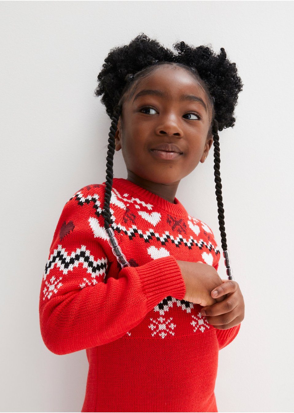 Robe en maille fille à motif norvégien