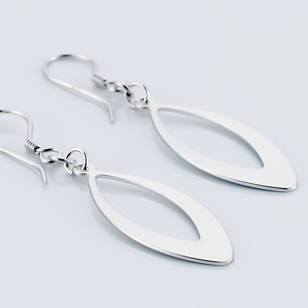 Boucles D'oreilles Pendantes Andrienne Argent Blanc
