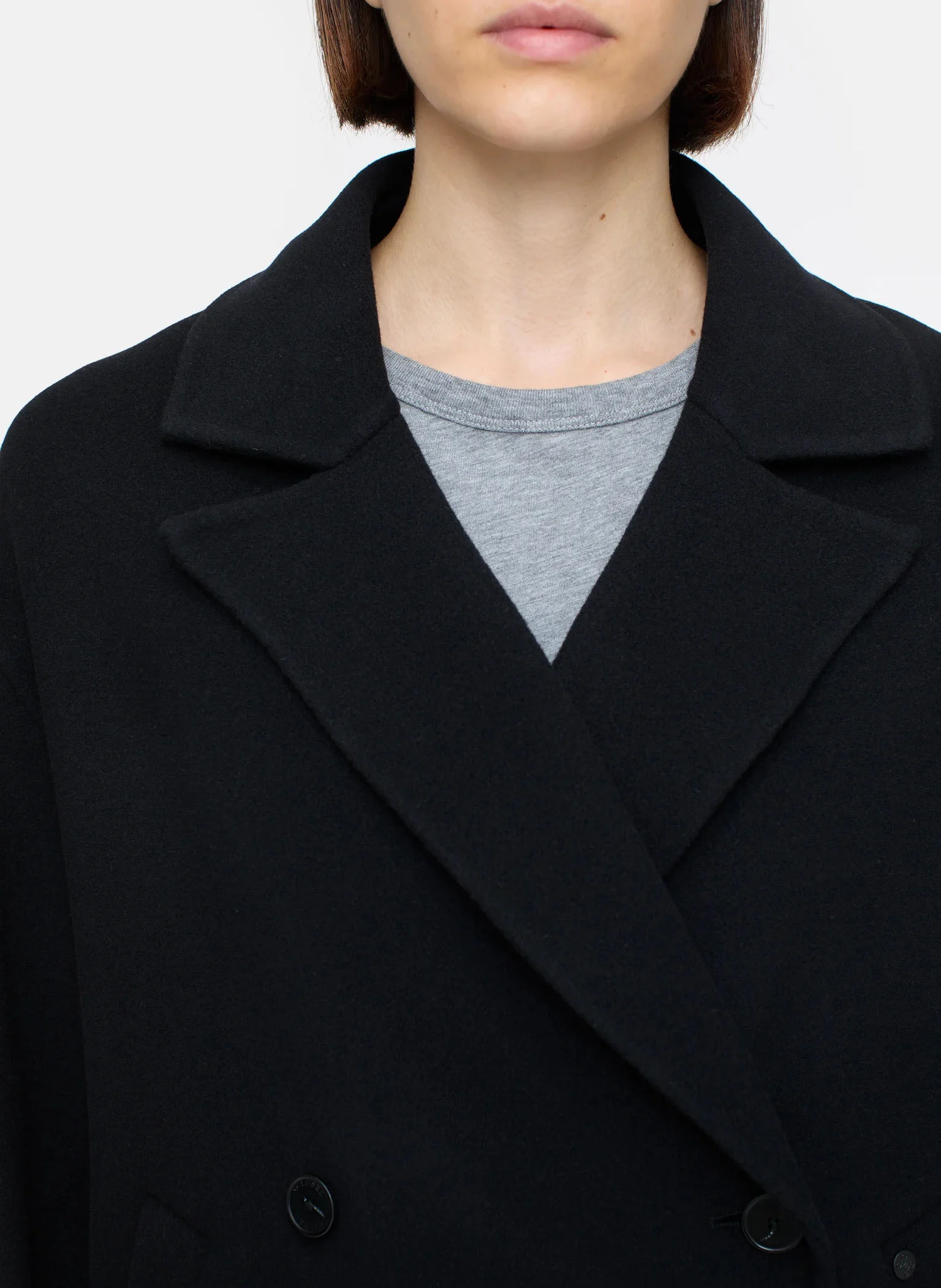 Veste col tailleur en laine mélangée | Noir