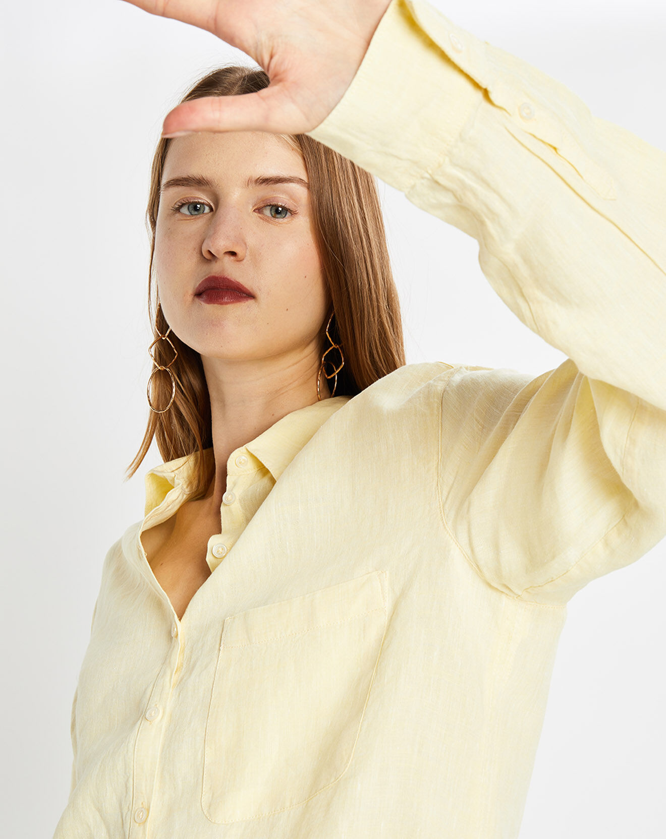 Marc O'Polo Chemise 100% Lin Maria jaune