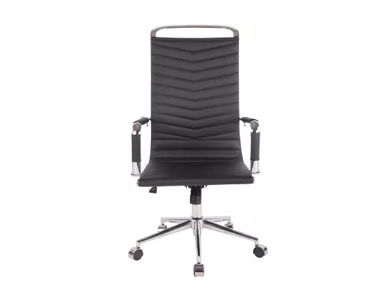Chaise de bureau - Similicuir & Métal chromé - Noir - Batley