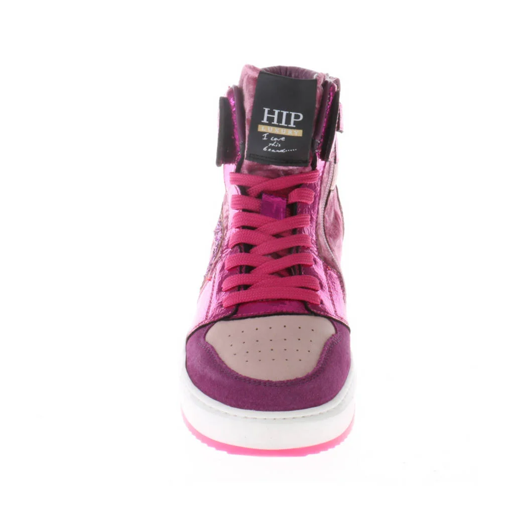 Hip leren sneakers roze/paars