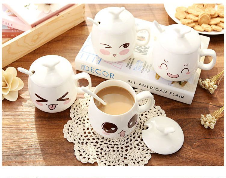 Baburu - Emoji Beker / Deksel / Lepel (Set of Individueel Stuk)