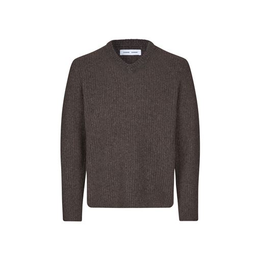 Samsøe Samsøe Sakoji V-neck Striktrøje, Volcanic Ash, XXL