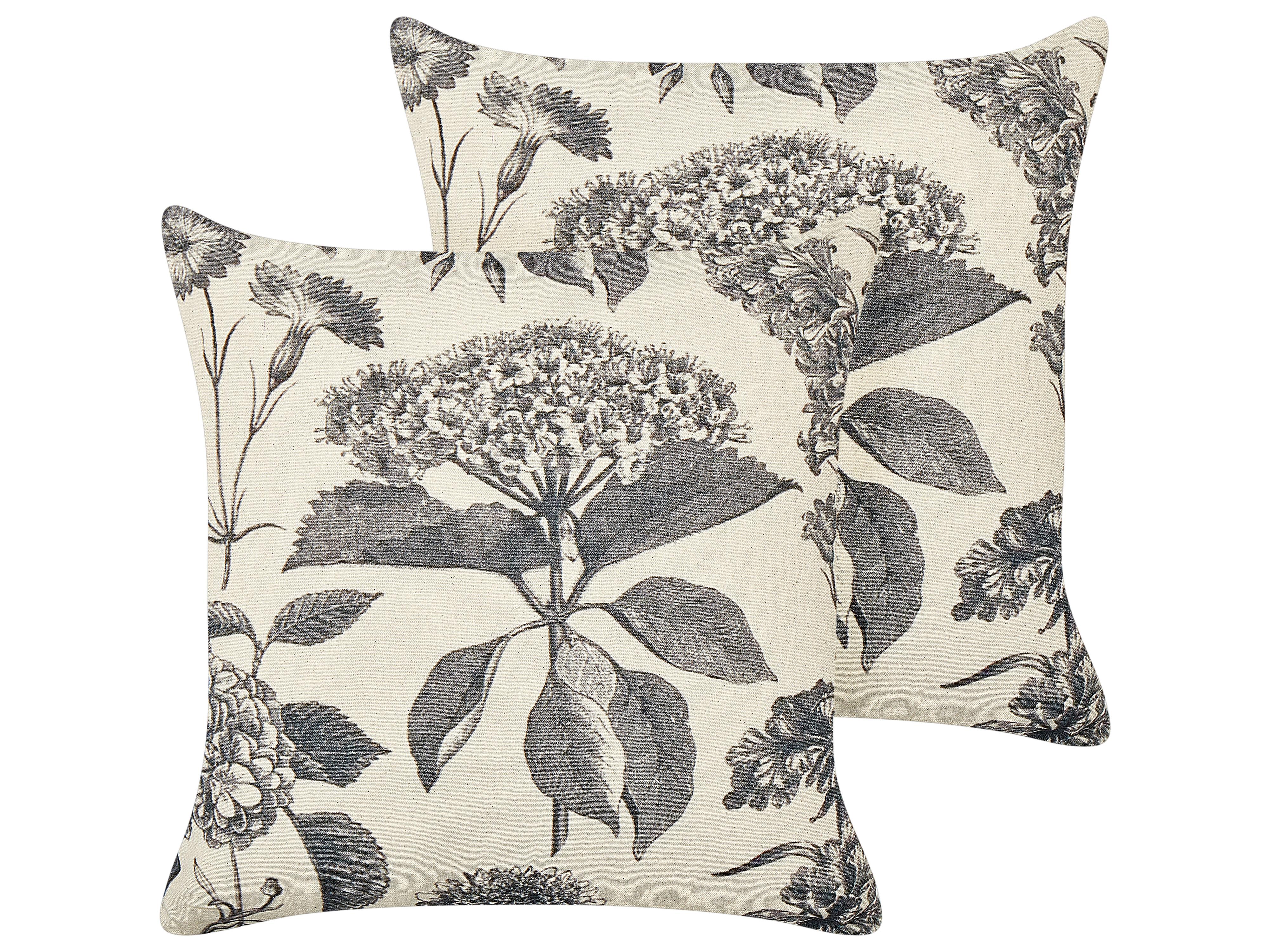 Set van 2 sierkussens ROSEMARY Katoen 45 x 45 cm Grijs bloempatroon