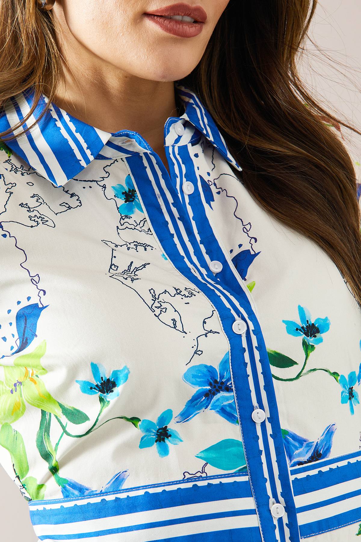 Wallis Robe Chemise Midi à Boutons Imprimé Fleuri