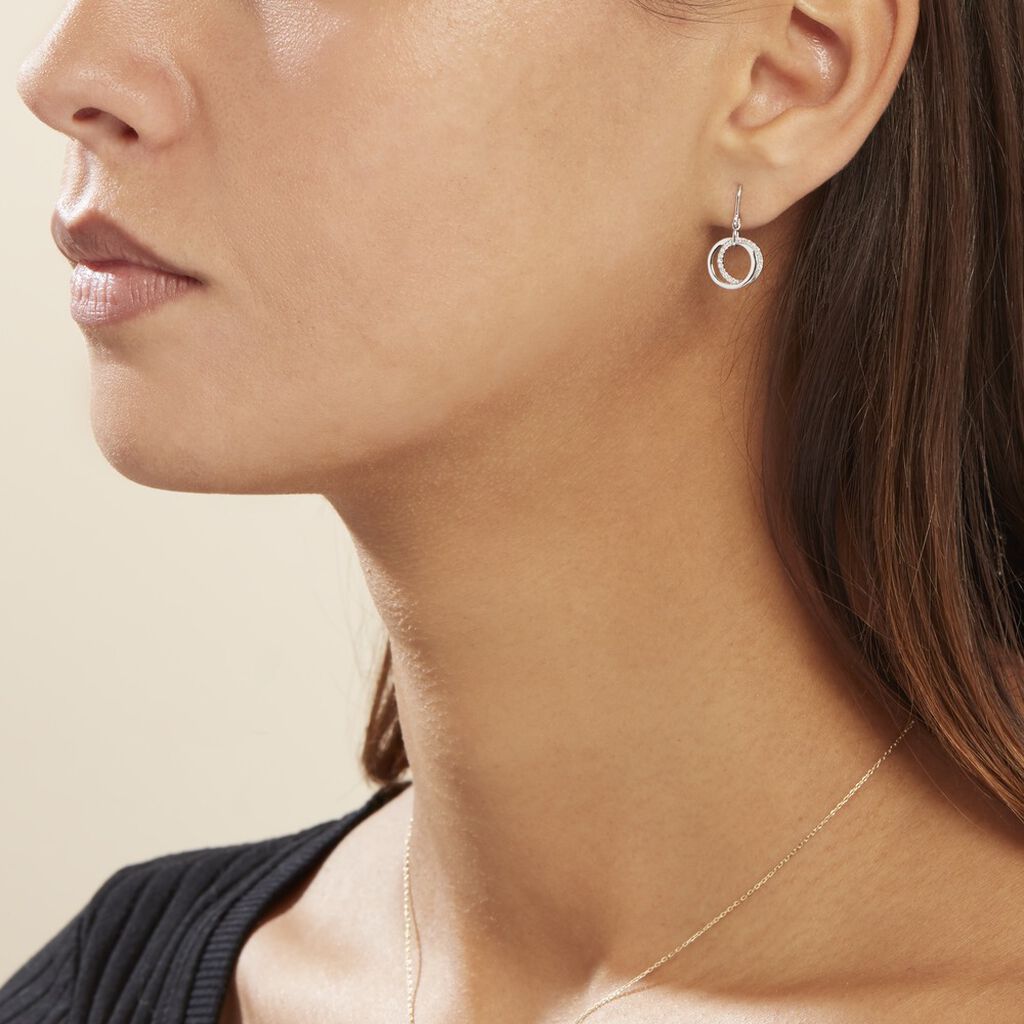 Boucles D'oreilles Pendantes Or Blanc Tresha Diamants