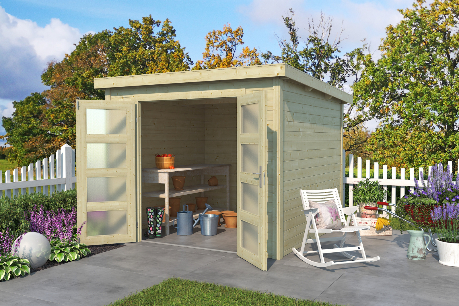 Gartenhaus ZAMBEZI 4 - naturbelassen - Fichte massiv - 250x250 cm