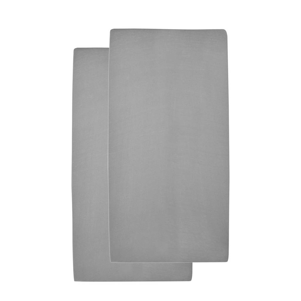 katoenen jersey hoeslaken kinderbed 70x140/150 cm - set van 2 grijs