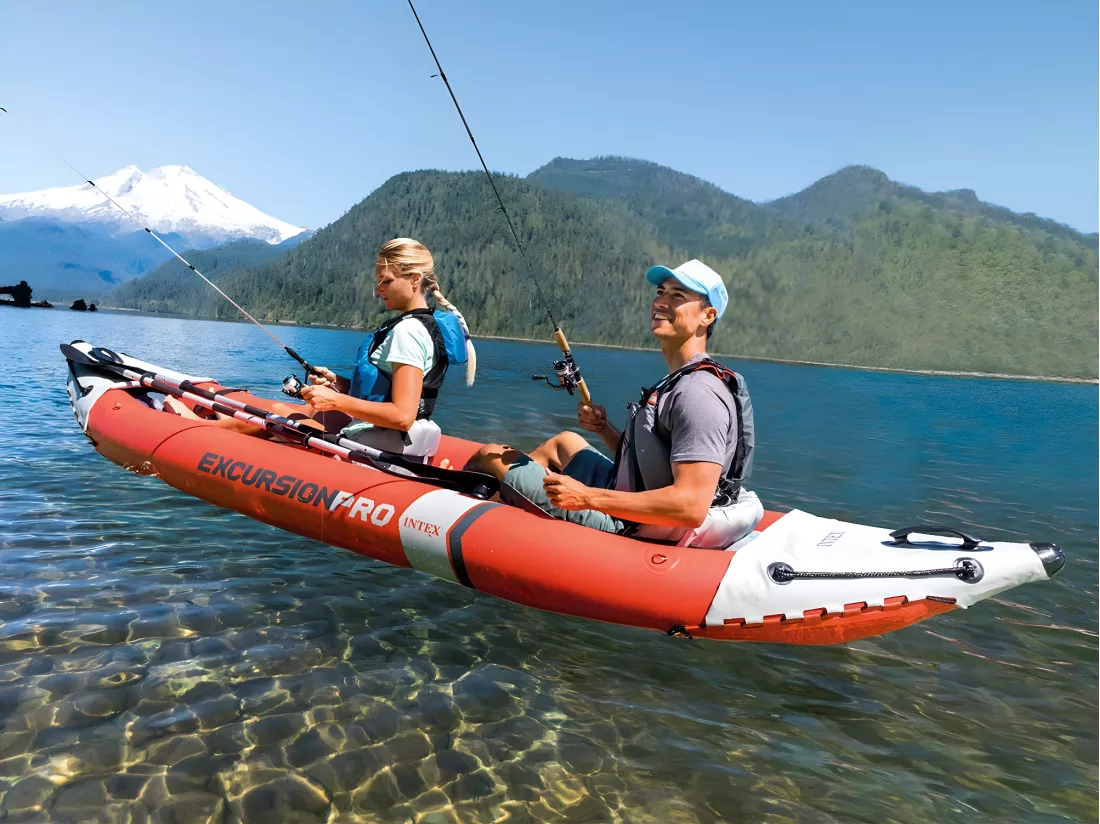 Kit canoë gonflable 2 places Excursion Pro K2 avec rames et gonfleur - Intex