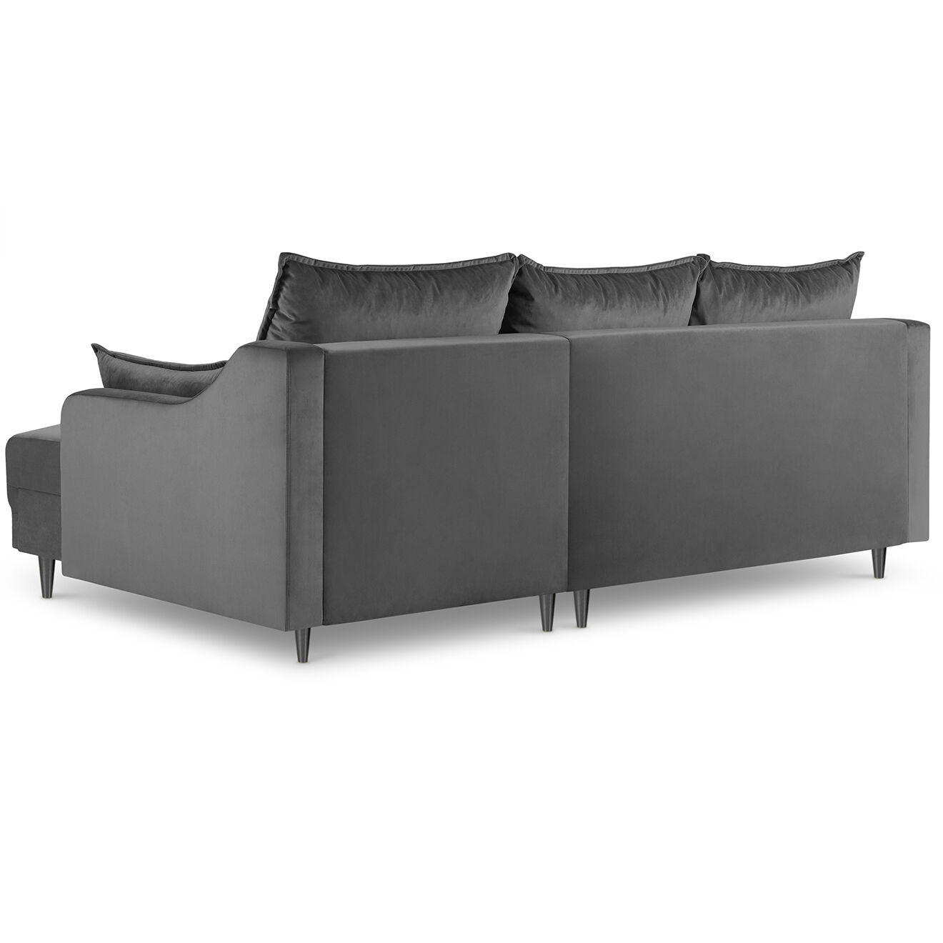 Mazzini Sofas Canapé d'angle Réversible Convertible avec Coffre en Velours Freesia gris clair - 220x150x90 cm