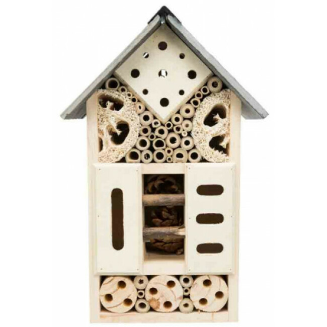 Hôtel à insectes en pin/schiste