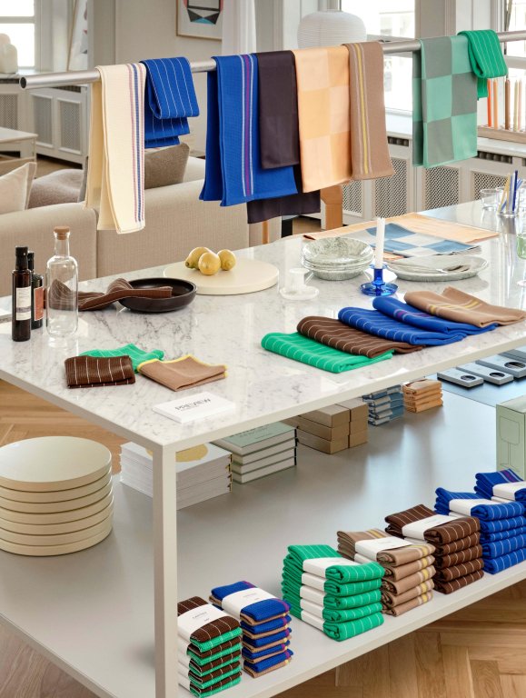 Hay Canteen theedoek Blue and Fuchsia
