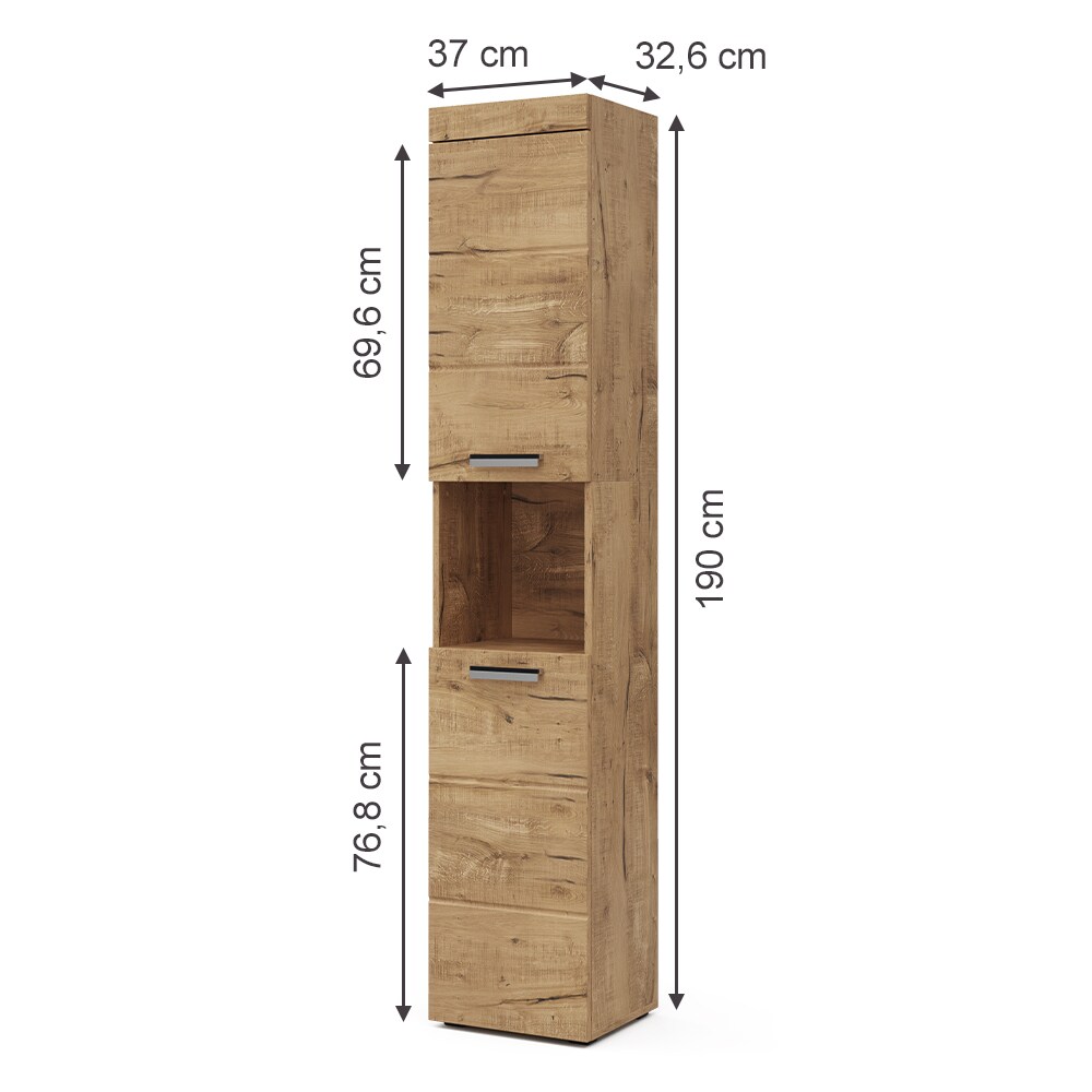 Vicco Hochschrank Badschrank Badezimmerschrank Luna 2 Türen Ablage 5 Fächer