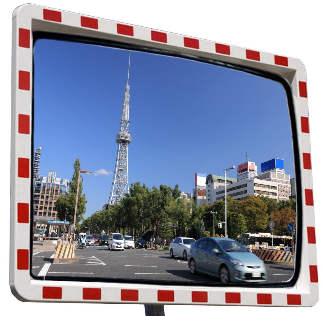 professioneller Verkehrsspiegel mit Reflektoren Konvexspiegel Sicherheitsspiegel Beobachtungsspiegel 40x60 cm Top Sicht mit Dichtung wetterfest Einfahrt Ausfahrt Strasse Garage