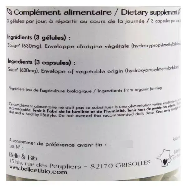 Belle & Bio Sálvia Orgânica 120 cápsulas