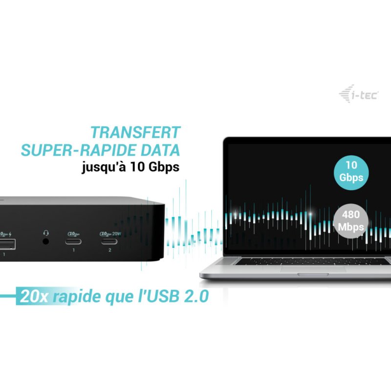 i-tec Universal Intelligent Dual Display Docking Station + Power Delivery 100W